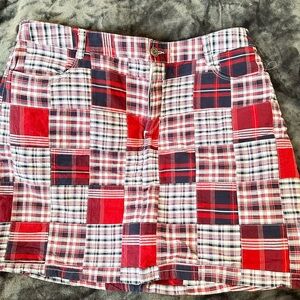 croft & barrow Red Navy White Patchwork Plaid Skort